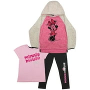 Disney Minnie Mouse Fleece Hoodie T-shirt Athletic Pants 3-Piece Set (Size 3-7)